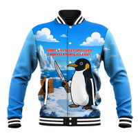 Flight Was Never An Option Funny Penguin With Knife Baseball Jacket Animal Meme Humor Comic Graphic