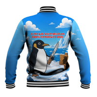 Flight Was Never An Option Funny Penguin With Knife Baseball Jacket Animal Meme Humor Comic Graphic