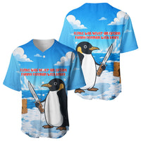 Flight Was Never An Option Funny Penguin With Knife Baseball Jersey Animal Meme Humor Comic Graphic