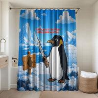 Flight Was Never An Option Funny Penguin With Knife Bathroom Set Animal Meme Humor Comic Graphic