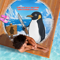 Flight Was Never An Option Funny Penguin With Knife Beach Blanket Animal Meme Humor Comic Graphic