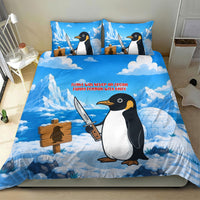 Flight Was Never An Option Funny Penguin With Knife Bedding Set Animal Meme Humor Comic Graphic