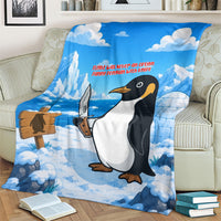Flight Was Never An Option Funny Penguin With Knife Blanket Animal Meme Humor Comic Graphic