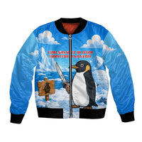 Flight Was Never An Option Funny Penguin With Knife Bomber Jacket Animal Meme Humor Comic Graphic