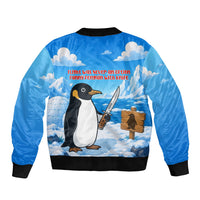 Flight Was Never An Option Funny Penguin With Knife Bomber Jacket Animal Meme Humor Comic Graphic