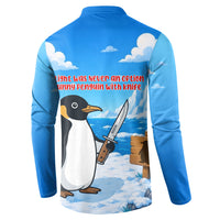 Flight Was Never An Option Funny Penguin With Knife Button Sweatshirt Animal Meme Humor Comic Graphic