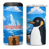 Flight Was Never An Option Funny Penguin With Knife 4 in 1 Can Cooler Tumbler Animal Meme Humor Comic Graphic
