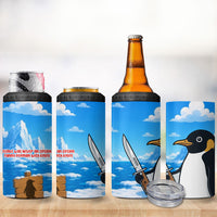 Flight Was Never An Option Funny Penguin With Knife 4 in 1 Can Cooler Tumbler Animal Meme Humor Comic Graphic