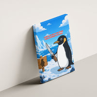 Flight Was Never An Option Funny Penguin With Knife Canvas Wall Art Animal Meme Humor Comic Graphic