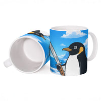 Flight Was Never An Option Funny Penguin With Knife Ceramic Mug Animal Meme Humor Comic Graphic