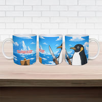 Flight Was Never An Option Funny Penguin With Knife Ceramic Mug Animal Meme Humor Comic Graphic