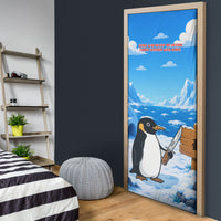 Flight Was Never An Option Funny Penguin With Knife Door Cover Animal Meme Humor Comic Graphic