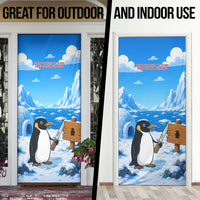 Flight Was Never An Option Funny Penguin With Knife Door Cover Animal Meme Humor Comic Graphic