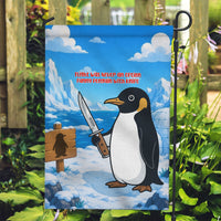 Flight Was Never An Option Funny Penguin With Knife Garden Flag Animal Meme Humor Comic Graphic