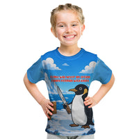 Flight Was Never An Option Funny Penguin With Knife Kid T Shirt Animal Meme Humor Comic Graphic