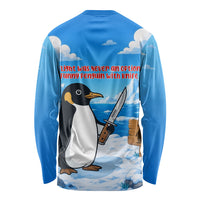 Flight Was Never An Option Funny Penguin With Knife Long Sleeve Shirt Animal Meme Humor Comic Graphic