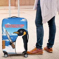 Flight Was Never An Option Funny Penguin With Knife Luggage Cover Animal Meme Humor Comic Graphic