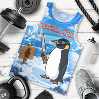 Flight Was Never An Option Funny Penguin With Knife Men Tank Top Animal Meme Humor Comic Graphic