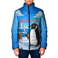 Flight Was Never An Option Funny Penguin With Knife Padded Jacket Animal Meme Humor Comic Graphic