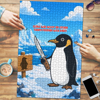 Flight Was Never An Option Funny Penguin With Knife Puzzle Animal Meme Humor Comic Graphic