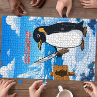 Flight Was Never An Option Funny Penguin With Knife Puzzle Animal Meme Humor Comic Graphic