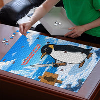 Flight Was Never An Option Funny Penguin With Knife Puzzle Animal Meme Humor Comic Graphic