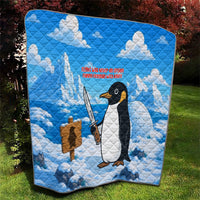 Flight Was Never An Option Funny Penguin With Knife Quilt Animal Meme Humor Comic Graphic