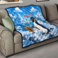 Flight Was Never An Option Funny Penguin With Knife Quilt Animal Meme Humor Comic Graphic