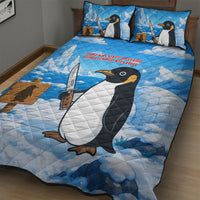 Flight Was Never An Option Funny Penguin With Knife Quilt Bed Set Animal Meme Humor Comic Graphic
