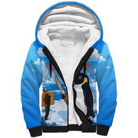 Flight Was Never An Option Funny Penguin With Knife Sherpa Hoodie Animal Meme Humor Comic Graphic