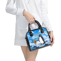 Flight Was Never An Option Funny Penguin With Knife Shoulder Handbag Animal Meme Humor Comic Graphic