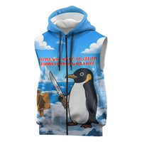 Flight Was Never An Option Funny Penguin With Knife Sleeveless Zip Hoodie Animal Meme Humor Comic Graphic