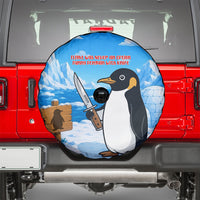 Flight Was Never An Option Funny Penguin With Knife Spare Tire Cover Animal Meme Humor Comic Graphic