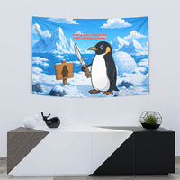 Flight Was Never An Option Funny Penguin With Knife Tapestry Animal Meme Humor Comic Graphic