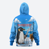 Flight Was Never An Option Funny Penguin With Knife Zip Hoodie Animal Meme Humor Comic Graphic