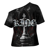 King Chess Piece Cross Shoulder Shirt Dark Gothic Fantasy Board Game Art
