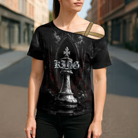 King Chess Piece Cross Shoulder Shirt Dark Gothic Fantasy Board Game Art