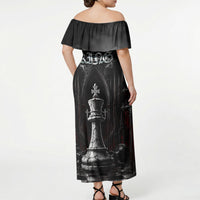 King Chess Piece Off Shoulder Maxi Dress Dark Gothic Fantasy Board Game Art