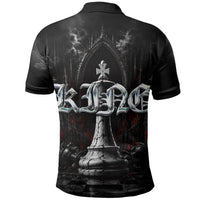 King Chess Piece Polo Shirt Dark Gothic Fantasy Board Game Art