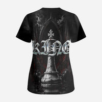 King Chess Piece Scrub Top Dark Gothic Fantasy Board Game Art