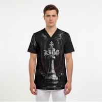 King Chess Piece Scrub Top Dark Gothic Fantasy Board Game Art