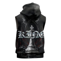 King Chess Piece Sleeveless Hoodie Dark Gothic Fantasy Board Game Art