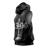 King Chess Piece Sleeveless Hoodie Dark Gothic Fantasy Board Game Art