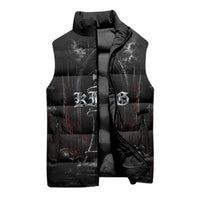 King Chess Piece Sleeveless Puffer Jacket Dark Gothic Fantasy Board Game Art
