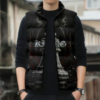 King Chess Piece Sleeveless Puffer Jacket Dark Gothic Fantasy Board Game Art
