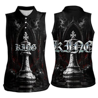 King Chess Piece Women Sleeveless Polo Shirt Dark Gothic Fantasy Board Game Art