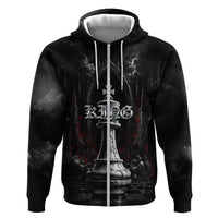 King Chess Piece Zip Hoodie Dark Gothic Fantasy Board Game Art