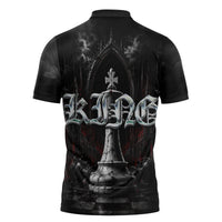 King Chess Piece Zipper Polo Shirt Dark Gothic Fantasy Board Game Art