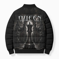 Chess Queen Bomber Puffer Jacket Strategic Board Game Gothic Dark Fantasy