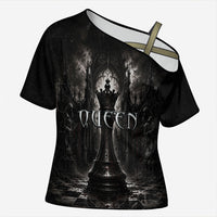 Chess Queen Cross Shoulder Shirt Strategic Board Game Gothic Dark Fantasy
